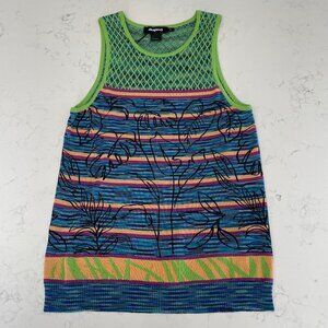 Desigual Knit Slvless Cotton Viscose Abstract Print Tank Top Multi Color M/L